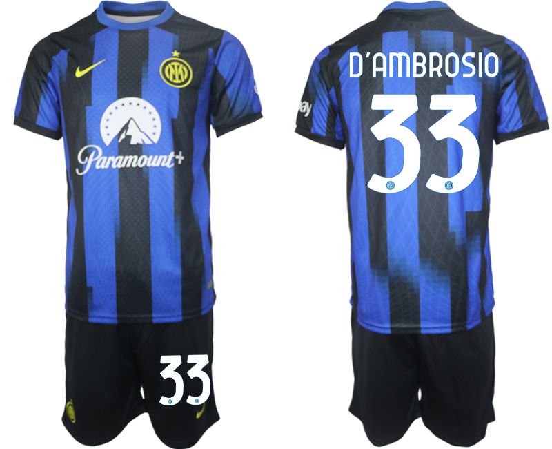 Men 2023-2024 Club Inter Milan home blue #33 Soccer Jersey->inter milan jersey->Soccer Club Jersey